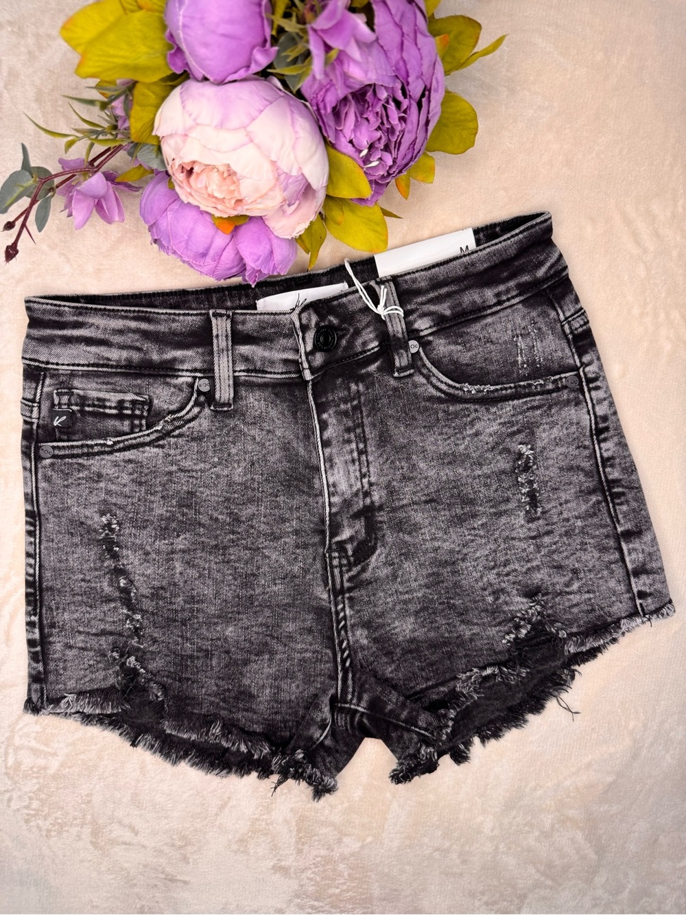NWT KanCan Black Distressed High Waisted Denim Shorts